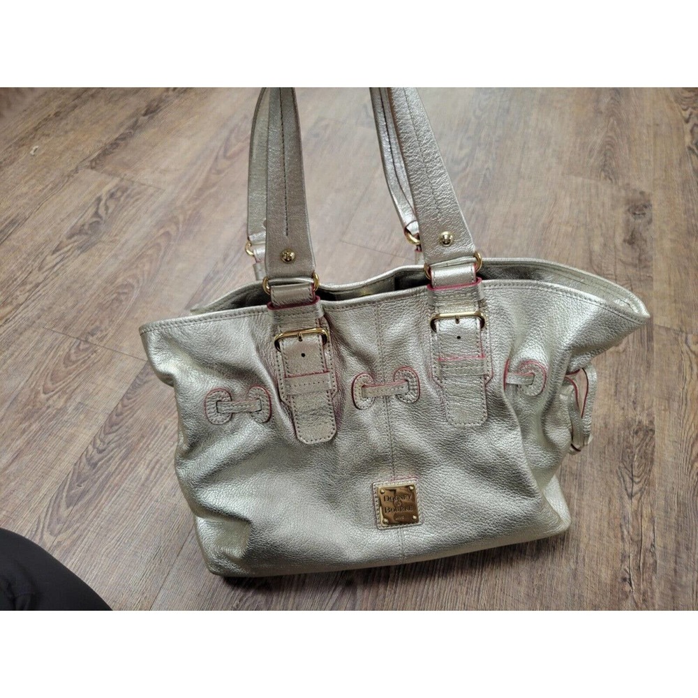 Dooney & Bourke Chiara Gold Metallic Leather Large Tote Purse Shoulder Bag